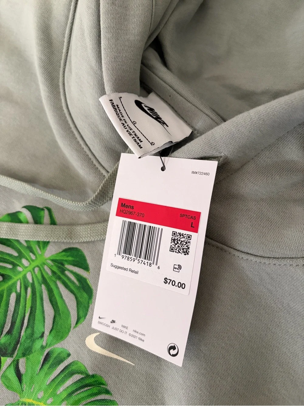 Nike Club Monstera Plants Pullover Hoodie Men’s Size Large